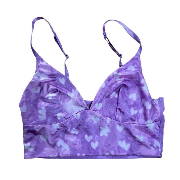 AUDEN Silky Lilac Heart Bralette Crop Top Corset Size Small Mesh back - Picture 1 of 6